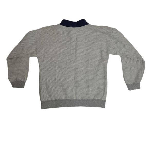 VINTAGE 90s St Maarten gray micro striped quarter button‎ sweatshirt top M - Picture 2 of 11